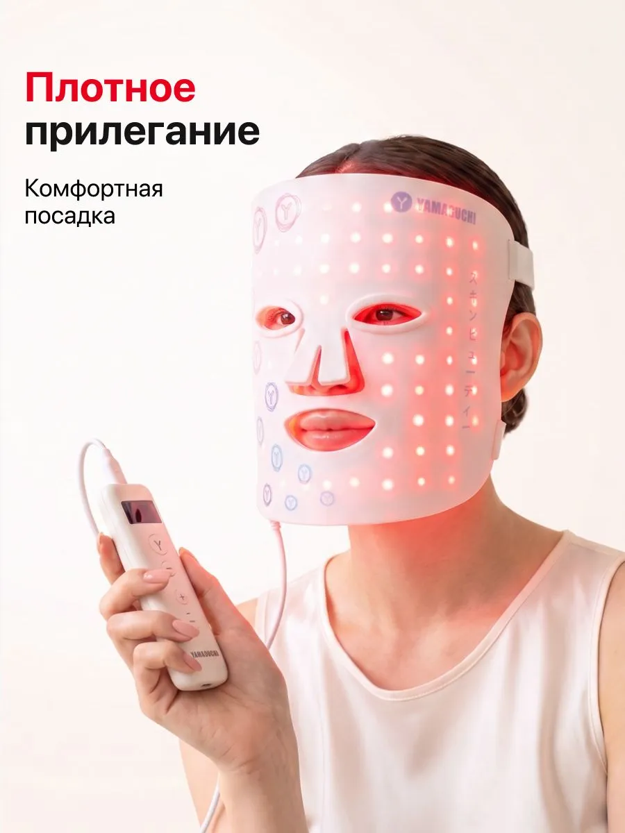 Плотная посадка Yamaguchi LED Light Face Mask во время процедуры